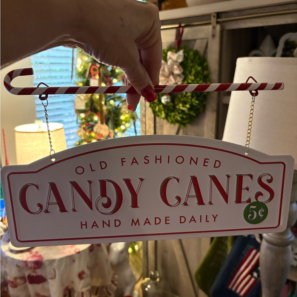 Old Fashioned Candy Canes Sign - Red and White